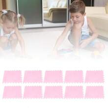 FIAN Cryfokt Alfombra de Espuma de Felpa Entrelazada Losetas Cuadradas Entrelazadas con Superficies Antideslizantes Alfombras Suaves de 12 2 X 11 8 Pulgadas para Dormitorio Guardería Sala - Rosado - Ver 5