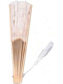 Abanico Plegable, Abanico De Bambú Diseño De Encaje  Hermoso Atractivo Mano De Obra Exquisita Con Borla Para La Decoración De La Ropa Para El Rendimiento De La Danza Para El Regalo - 1 - Ver 3