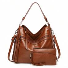 2026Trendy Double Zipper Tote Bag Women, Suitable Casual Use, Can Be Worn As A Shoulder Or Crossbody Bag, Popular In Europe And United States. - Màu be - Xem 9