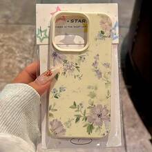 1 chiếc ốp lưng điện thoại màu trắng vân vải, mờ, bảo vệ ống kính, họa tiết hoa tím, cá nhân hóa, tương thích với iPhone 16 Pro Max, 17/16/15/14 Plus, 13/12/11, Air, tương thích với dòng , phiên bản quốc tế, không phải phiên bản nội địa. - Nhiều màu - Xem 2