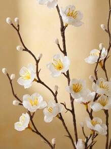 Cirelle 4/8 件人造花白梅花 21.7 英寸假蜡梅长茎塑料花家居酒店办公室婚礼派对花园装饰、新年、圣诞节、情人节、拉玛餐桌装饰、家庭用餐、婚礼装饰、高端酒店用品、乔迁礼物、夏季家居装饰 - 白色 - 查看 4