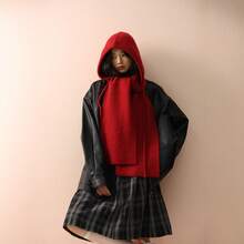 Windproof Scarf For Autumn And Winter, Fashionable Layered Knitted Hat Scarf, Versatile Winter Outerwear, Enlarged Warm Hooded Shawl - Cà phê Mocha - Xem 3