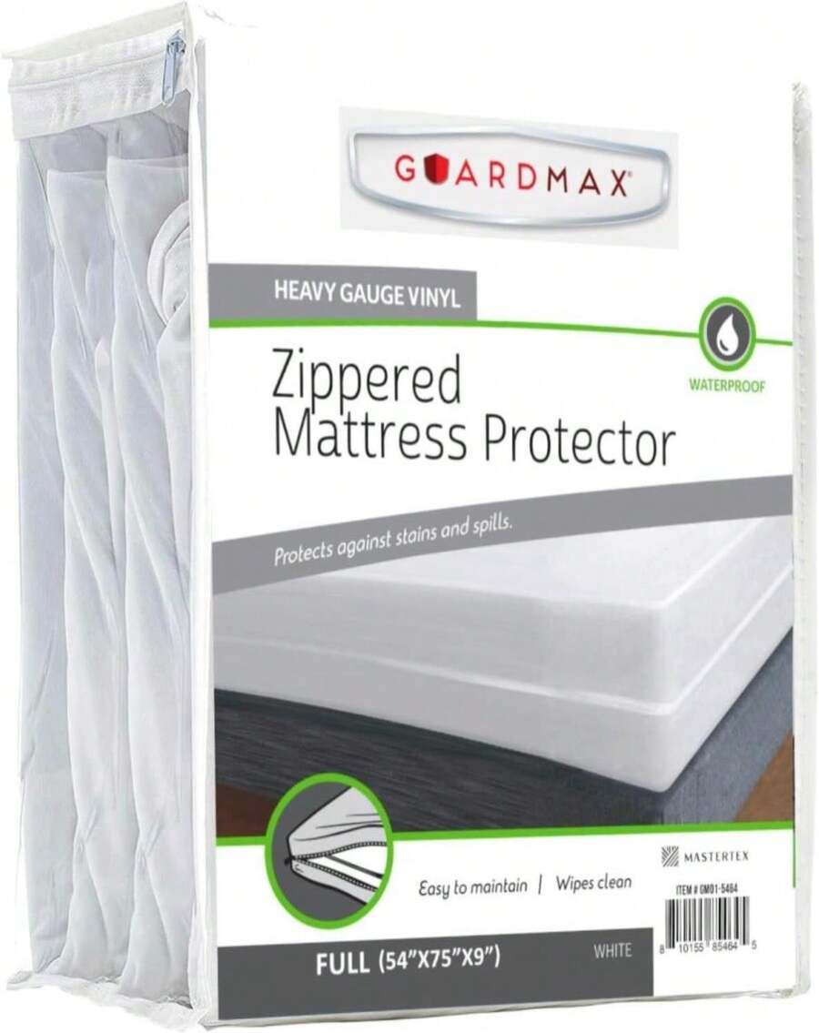 Guardmax Heavy Duty Vinyl Full Zippered Mattress Encasement - Waterproof &Amp; Breathable Mattress Protector - Comfortable, Soft, And Noiseless Zippered Bedding - Dust Mite Proof (54 X 75 X 9) - ColorM - 查看 1