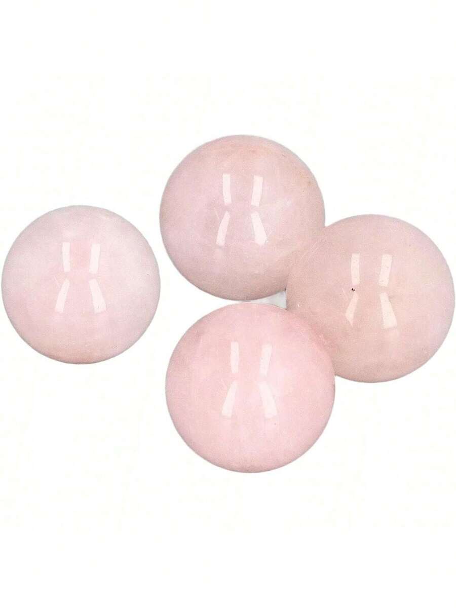 EstiloEsfera De Cuarzo Rosa, TamañO De Palma, 4 Piezas, Bola Curativa De Cristal Finamente Pulida Para MeditacióNVersióN Mejorada - 1 - Ver 1