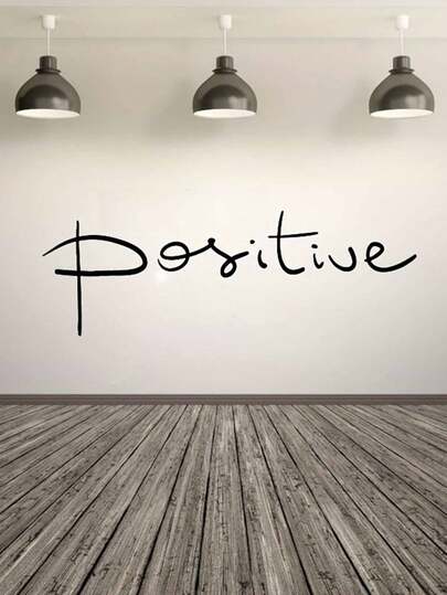 1 st PVC väggdekal heminredning "Tänk positivt" inspirerande citat väggdekal, svart 17x57cm - utsökt rumsdekoration klistermärke