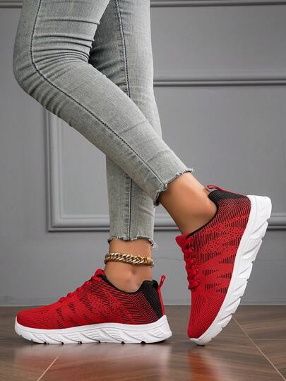 Giày thể thao nữ buộc dây, thoáng khí, nhẹ, chất liệu lưới dệt kim, thích hợp chạy bộ, đi bộ đường dài, có thể giặt máy.