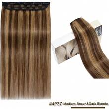 One Piece Clip In Hair Extensions Piano Color Brwon 100% Brazilian Human Hair Clip In Extensions Invisible Seamless Human Hair - Multicolor - View 44