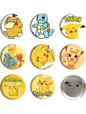 8pcs Cartoon Character Brooch Badges, Suitable For Bag Decoration, Props, Holiday Party Favors, Collectible Toys