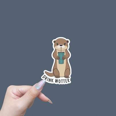 Söt uttervattenpåminnelseklistermärke - Vätskespårning vinyldekal lämplig för laptop, telefon, vatten - Kawaii djurklistermärken, rolig produkt för scrapbooking och scrapbookingtillbehör scrapbooking brevpapper