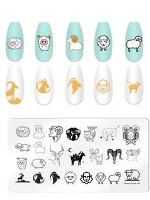 1pc Nail Art Templates Stamping Plate Design Flower Animal Rabbit New Year Nail Art Stamp Printing Stencil Stainless Steel