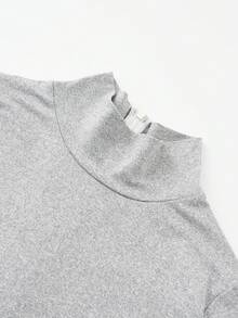 Grey Maternity High Neck Long Sleeve High Elasticity Jumpsuit, Comfortable & Fashionable Maternity Jumpsuit