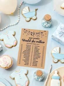 10/20pcs Baby Shower Game Cards, "She'd Rather..." Baby Shower Game, Rustic Bridal Shower Or Bachelorette Party Game, "Dad Or Mom" Game, Fun Activity Cards, Neutral Design, Creative Baby Shower - Multicolor - View 2