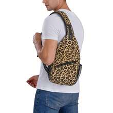 Leopard Print Sling Bag For Women Crossbody Bag Leopard Spotted Fur Texture Orange Black Animal Skin Sling Backpack For Men Cute Cheetah Print Shoulder Bag Gym Sports Travel HiFKing Daypack - 黑棕色 - 查看 8