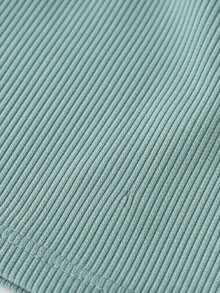 1 Set Baby Girls' Fresh & Cute Daisy Print Camisole Outfit, Lightweight Ribbed Texture Double Ruffle Hem Pants Skirt 2-Piece Set, Soft & Sweet Casual Outfit For Summer - Mint Green - View 5