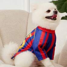 1pc Pet Cat/Dog Striped 99 Number & Letter Print Breathable Comfortable Sports Jersey - Navy Blue - View 4