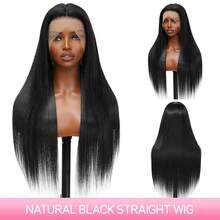 PQL 200% Density Straight Glueless Wigs Brazilian Human Blended Hair 5x5 Pre Plucked Pre Cut Wear And Go Glueless Lace Closure Wig 28 34 Inch Invisible Strap 13x4 HD Lace Frontal Drawstring Wig 34 Inch 13x4 Transparent Straight Lace Front Human Blended Hair Wigs For Women - Natural & Black - View 2