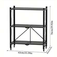 KNERS 3/4/5-Tier Unassembled Metal Storage Rack With Wheels - Foldable & Portable Multi-Tier Shelves, Classic Design For Home, Office, Garage Organization - Space-Saving Versatile Storage Solution, Storage Shelves, Utility Racks - Multicolor - View 6