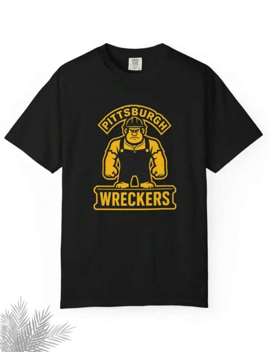 PITTSBURGH WRECKERS - Steelers Pro Football Wreck-It Ralph T-Shirt - Parks World Disneyland Trip Cotton Graphic Tee - Black - View 1