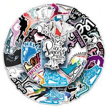 50张趣味可爱滑冰贴纸，可用于笔记本电脑、水瓶、日记本、行李箱、汽车、衣柜等DIY装饰贴纸