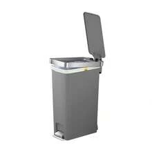 Slim Kitchen Trash Can, 10.5 Gallon Plastic Step Garbage Bin With Soft Close Lid, Gray - Gray - View 3