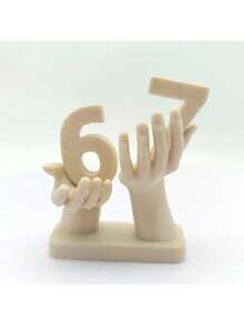 3D打印手形摆件，手持数字67，创意家居装饰配件，适用于桌面、办公室，完美礼物 - 彩色 - 查看 13