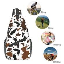 Cow Print Sling Bag For Women Crossbody Bag Cute Animal Skin Texture Black Brown Cowhide Sling Backpack For Men Abstract Animal Spots Pattern Shoulder Bag Gym Sports Travel HiFKing Daypack - BrownBlackWhite - 查看 6