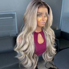 13x4 Synthetic Lace Front Wig, Ombre Gold, 24 Inches Long, Wavy Curly, Glueless Kanekalon Material, Durable Synthetic Wig, Free Part, 150% Density, Suitable For Women's Daily Wear, Natural Soft Appearance, Easy To Wear And Remove, Beginner Friendly - Blonde Ombre - View 9