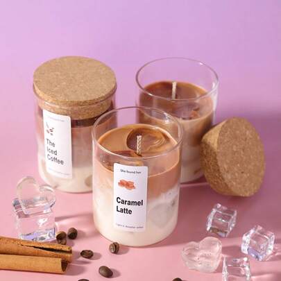 1 pieza Nuevo Vela de Café, Vela de Gelatina, Vela de Cera de Soja Hecha a Mano, Vela en Tarro, Vela Perfumada (Lavanda/Guisante Dulce/Té Blanco/Salvia y Cedro), Vela de Taza de Café de Verano/Vela Perfumada en Tarro, Adecuada para Decoración del Hogar, Decoración de Habitación, Sala de Estar, Dormitorio, Bar, Mesa de Comedor, Decoración Navideña, Decoración de Vela de Cumpleaños