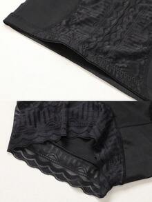 High Waist Snug Fit Panties, Lace Trim Decor, Compression Butt Lift, Breathable Beige, Elegant Shaping, Waist Shaping, Seamless Design, Lightweight & Comfortable, Daily Shapewear - Black - View 10