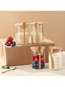 1 hũ đựng thực phẩm kín có nắp và thìa, hộp đựng đa năng kín khí dùng để đựng pudding hạt chia, salad, bột yến mạch, cà phê, bột mì, v.v., hộp đựng nhà bếp kiêm cốc cà phê, món quà hoàn hảo cho Ngày của Mẹ. - Nhiều màu - Xem 7