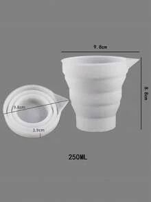Juego de tazas de medición de silicona y resina - Tazas de mezcla plegables con escala para hacer velas, manualidades de joyería - Material de silicona duradero, fácil de limpiar - 250ML/500ML - Blanco - Ver 12