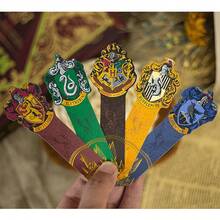 WB 5PCS Warner Bros Officially Licensed Harry Potter Hogwarts Houses Bookmarks Set Gryffindor Slytherin Collectibles Friends Birthday Christmas Halloween Thanksgiving Gift Office School Supplies - Multicolor - View 2