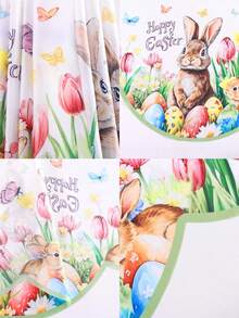 1pc, Easter Fireplace Scarf, Bunny Rabbits Eggs & Vibrant Flowers Design Mantel Cover, Easter Decorations For Home 2026, Festive Spring Holiday Decorative Runner, Seasonal Kitchen Dining Room Table Decor - Multicolor - View 5