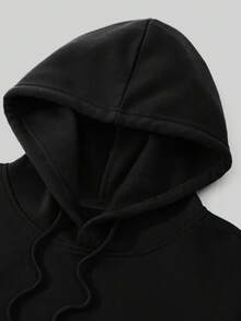 [Fleece-Lined Hooded Sweatshirt] Oversized Men's Fleece-Lined Hooded Sweatshirt |   ORIGINALS Letter Print,  Pocket, Adjustable Drawstring Hood, Relaxed Fit, Quality Stitching, Unisex Style, Everyday Comfort For Fall Winter Warmth-White And Navy Off-The-Shoulder Cropped Top - màu đen - Xem 4