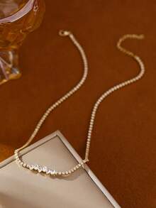 قلادة خرز زركونيا مكعبة على شكل قطرة ماء فاخرة للنساء، قلادة سلسلة تنس لامعة للعرائس والحفلات والمناسبات والأعياد والرياضة، هدية مجوهرات فاخرة للمناسبات مثل رمضان وعيد الأم والذكرى السنوية وعيد الحب وعيد الميلاد - قلادة - مشاهدة 5