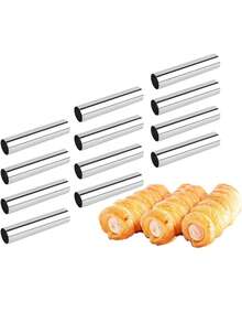 3/5/10pcs Large Stainless Steel Danish Croissant Mold, Suitable For Baking Pastries, New Year, Christmas Parties, Rama Kitchen Essentials, Baking Purposes, Family Gatherings, Afternoon Tea, Back To School Season, Etc. - Silver - View 9