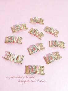 10pcs Rhinestone LOVE Letter Alloy Metal 3D Nail Art Decorations, Gold/Silver Color, Suitable For Girls And Women Nails Nail Supplies - Multicolor - View 5