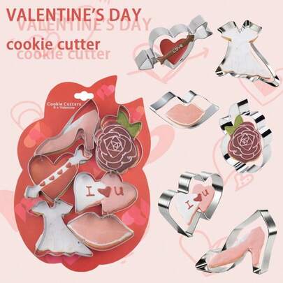 Set de 3/6 cortadores de galletas en forma de corazón, flecha y ángel, molde para decorar pasteles con glaseado, regalo del Día de San Valentín, herramienta de repostería, cortador de galletas DIY, para cortar rápidamente la masa