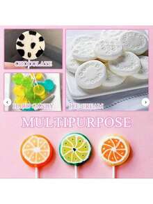 1pc/2pcs 8-Cavity Round Galaxy Lollipop Silicone Mold DIY Candy, Biscuit, Chocolate Lollipop And Cake Decoration Mold, DIY Candy, Suitable For Christmas Parties And Children's Birthdays And Other Activities - Pink - View 8