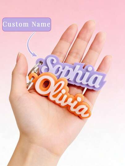 Customized Acrylic Backpack Keychain, Women's Bag Name Tag, Minimalist & Fashionable Style, Housewarming Gift, Acrylic Logo, Keychain Name Tag, Durable, Decorative, Reusable, Vibrant Colors, Customizable, Personalized, Unique, Suitable For Occasions Like Valentine's Day