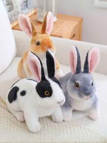 Lifelike Rabbit Plushies, 9.8in, Assorted Colors, Polyester, Perfect For Halloween, Thanksgiving, Christmas, New Year, Valentine'S Day, Mother'S Day, Carnival, Easter, Home, Office, Car, Outdoor Decor - Multicolor - View 2