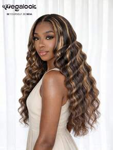 MEGALOOK 6英寸×5英寸透明蕾丝前假发，100%真人发丝，波浪渐变色，漂白发结，适合初学者，日常办公、万圣节、派对、度假、校园、圣诞节、婚礼等各种场合。 - SNATURAL/27 - 查看 2