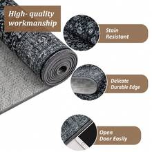 Boho Print Washable Rugs Non Slip Low Pile Vintage Floral Traditional Carpet For Living Room Bedroom Kitchen Dining, Black - 黑色 - 查看 7