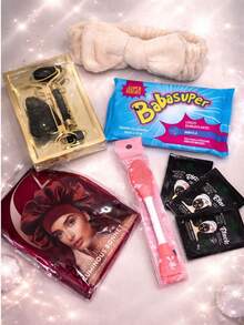 Kit Completo Skin Care 6 em 1 - Máscara Black - Faixa de Skin Care - Lenço Umedecido Demaquilante - Kit Rolo de Jade - Touca de Cetim com Faixa - Espátula 2 em 1 para de Skin Care