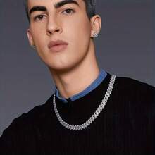 Elegant Moissanite Cuban Chain Necklace, 925 Sterling Silver & 18k Gold Plated, Hip-Hop Style, Perfect For Daily Wear Or Parties, Ideal Valentine's Day, Anniversary, Birthday Gift, Men's, Women's, Collarbone Chain, Personality, - 50厘米/19.7英寸 - 查看 8