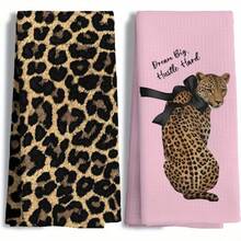 2/4/6/8/10 /12black And White Leopard Print, Leopard Print Theme Printed Kitchen Towels, Microfiber Towels, Absorbent Kitchen Bath Towels, Suitable For Cooking, Baking, Cleaning, Outdoor Activities, Parties And Home Decoration, Only For Hand Washing, Leopard Print Design, Microfiber Towels - Multicolor 5 - View 1
