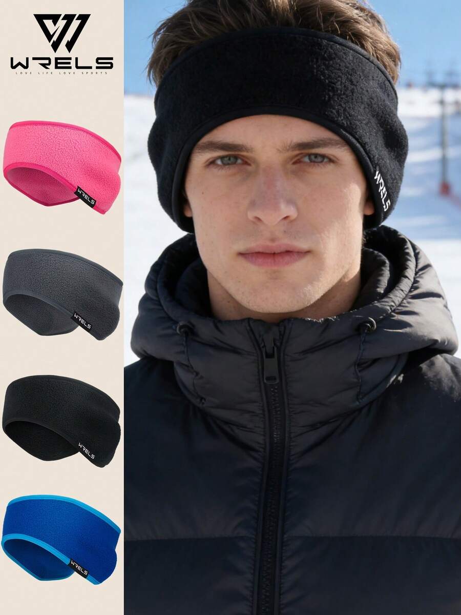 WRELS 1-Piece Winter Solid Color Ear Warmer Headband, Men's & Women's Winter Forehead & Ear Cover, Warm, Windproof, Cold-Resistant Headband With Fabric Logo, Ideal For Cycling, Running, Skiing & Other Outdoor Sports - Warm Earmuffs - View 1
