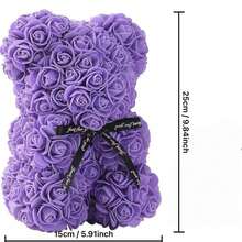 Romantic Rose Bear Gift, Unique Design, Handmade With Realistic Textured Roses, Creates A Romantic Atmosphere, Ideal Gift For Valentine's Day, Anniversary, Wedding, Perfect For Home Decor, Room Decor, And Special Occasions, Best Gift For Loved Ones, Partners, Friends And Family - Multicolor - View 2