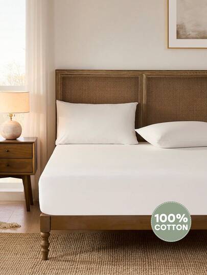 1 pieza Sábana ajustable de color blanco sólido, protector de colchón, cubierta de colchón para cama, sábana, suave y transpirable, para cama de todos los tamaños - Twin, Full, King, Queen. Sábana con bolsillo profundo de hasta 11.8 pulgadas. Ropa de cama para dormitorio, vuelta al colegio