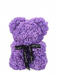 Romantic Rose Bear Gift, Unique Design, Handmade With Realistic Textured Roses, Creates A Romantic Atmosphere, Ideal Gift For Valentine's Day, Anniversary, Wedding, Perfect For Home Decor, Room Decor, And Special Occasions, Best Gift For Loved Ones, Partners, Friends And Family - Multicolor - View 12